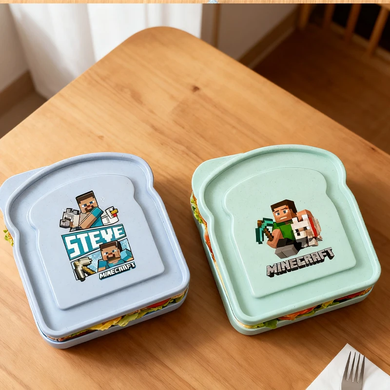 

Game Theme Printed Boys Sandwich Container Toast Shaped Portable Minecrafted Lunch Box Fashion Bento Box Lid Lunch Case Gifts