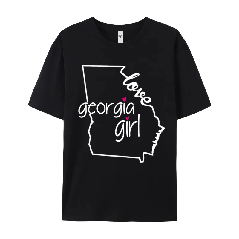 Georgia Gir Tshirt I ove Tshirts Cute Short Sleeve Printed Pure Cotton Round Neck Man Tees Leisure Tops Tees Autumn