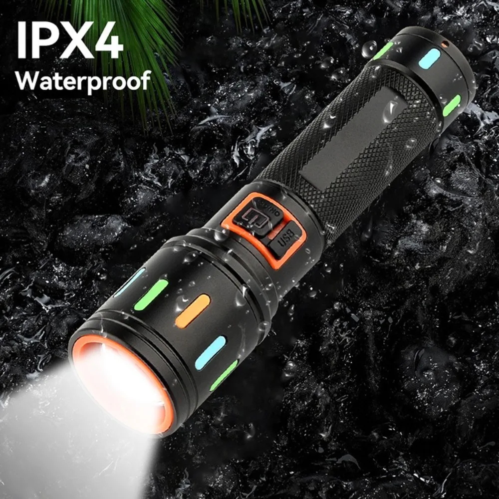 

Перезаряжаемый красочный флуоресцентный фонарик с регулируемым фокусом, светодиодный фонарик из алюминиевого сплава, белый лазер, мощный фонарик