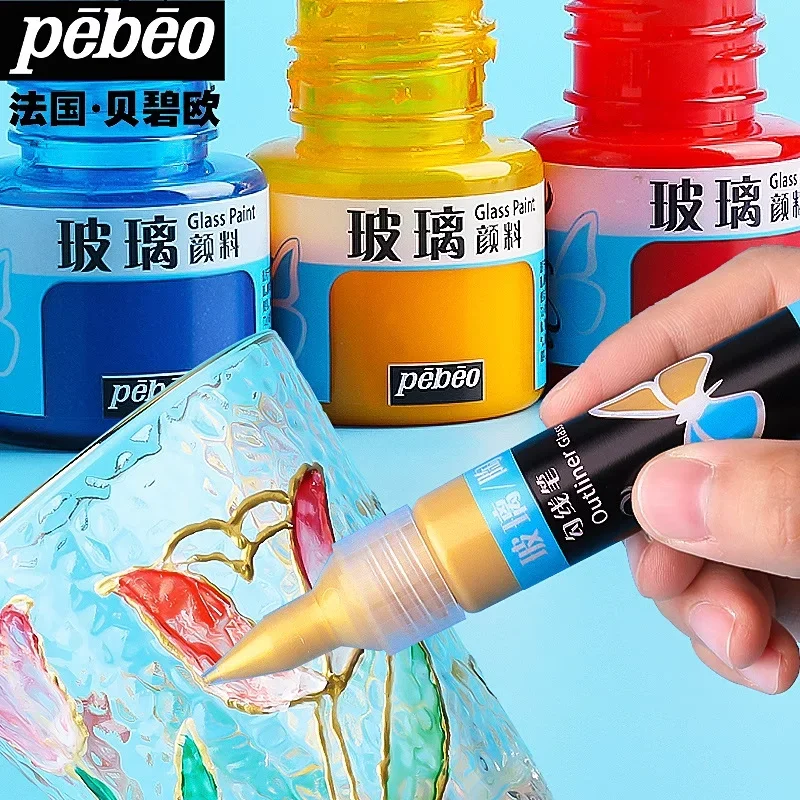 20ml Pebeo Glass Paint Transparent, Water-based Intermixable Glass Paint in Glossy, Shimmer and Frosted Finishes Dry Naturally