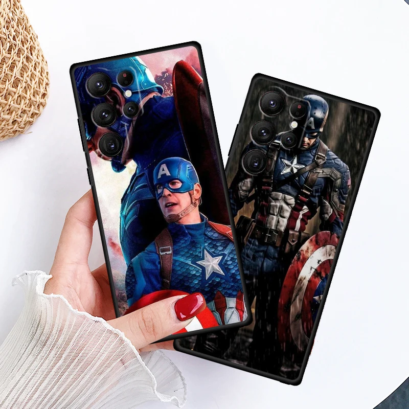 Marvel Steve Rogers For Samsung Galaxy S24 S23 S22 S21 S20 FE S10 S10E Plus Ultra Pro Lite 5G Black Cover Phone Case