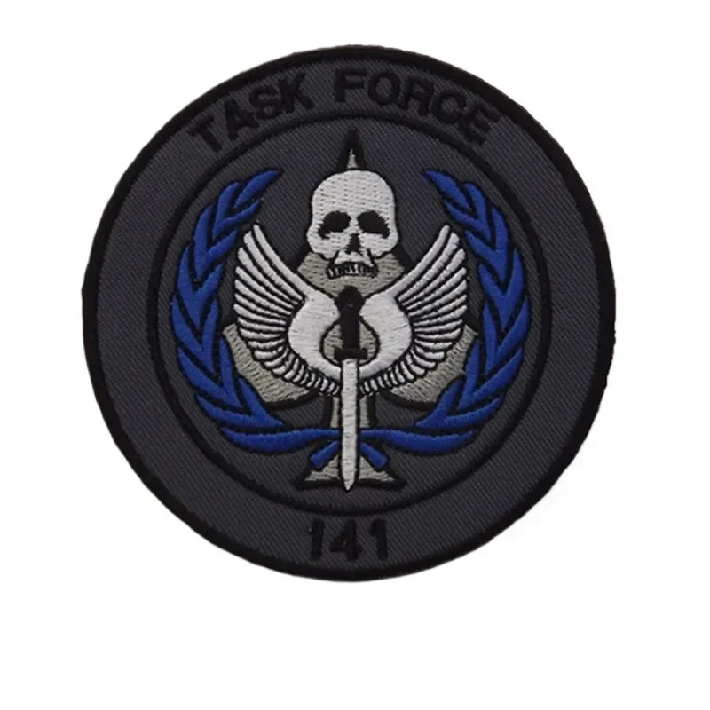 8.5CM/Task Force 141,Ghost Call of Duty 블랙 OPS 엠블럼 자수 아플리케 전술 패치 암밴드 배지, 후크 및 루프 패치