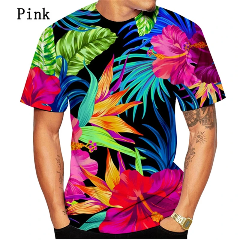 Fashion Tropical Plant Leaf 3D Printed T-shirt Y2k Clothes Men Women Summer Casual Short Sleeve T Shirt Hawaiian Beach Tee Tops