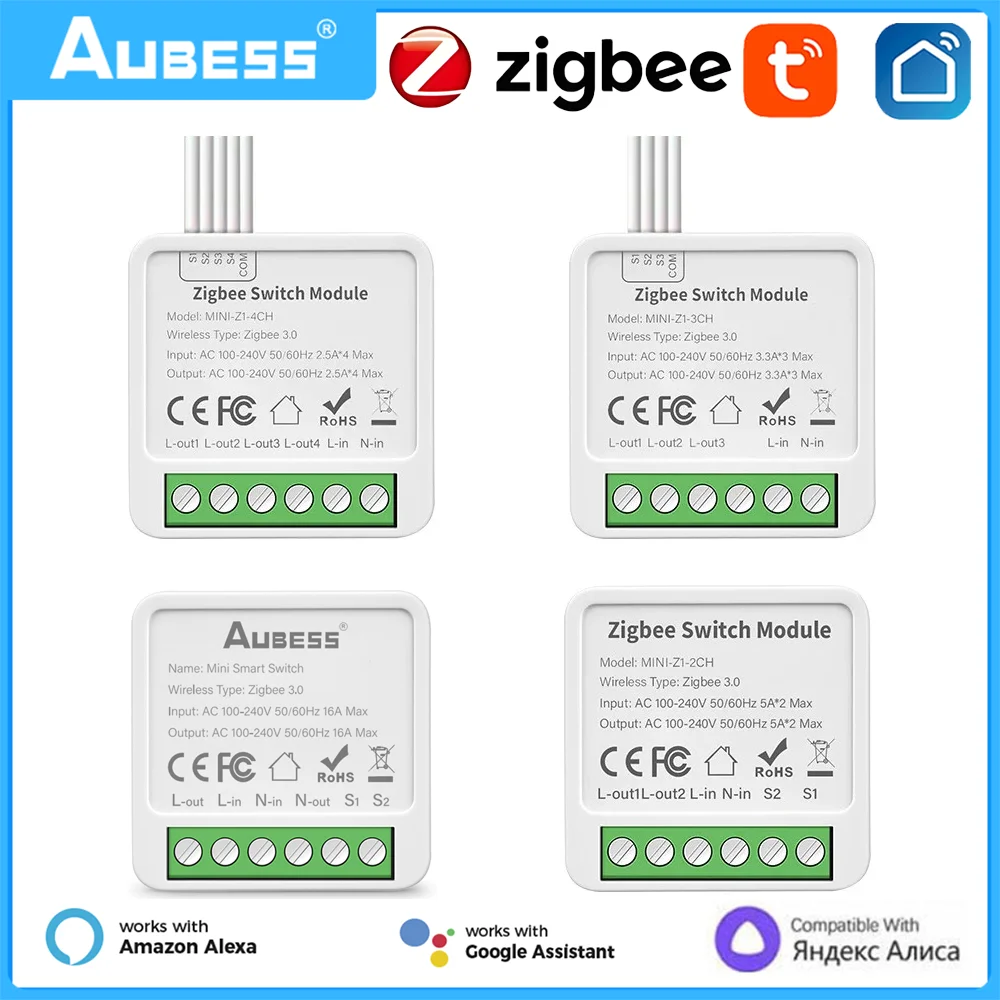 1/2/3/4 Gang Switch Module Tuya Zigbee Smart Switch 2 Way Control DIY Breaker Smart Home Voice Control Alexa Google Home Alice