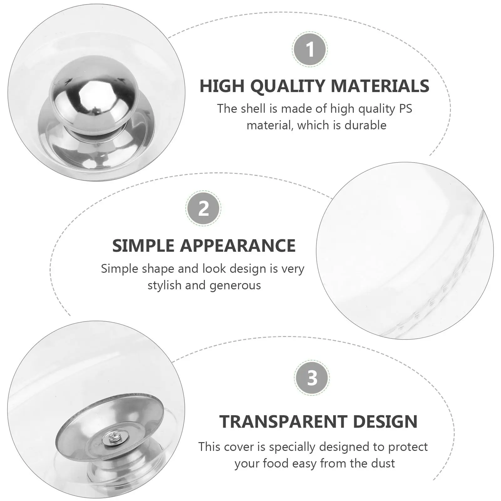 

Food Lids Plastic Cake Cover Protective Snack Covers Stand Stainless Steel Tray