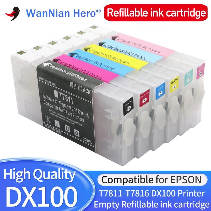 T7811-T7816 Compatible Empty Refillable ink cartridge with chips For Fujifilm Frontier-S DX-100 Fuji DX100 Printer 200ML/PC