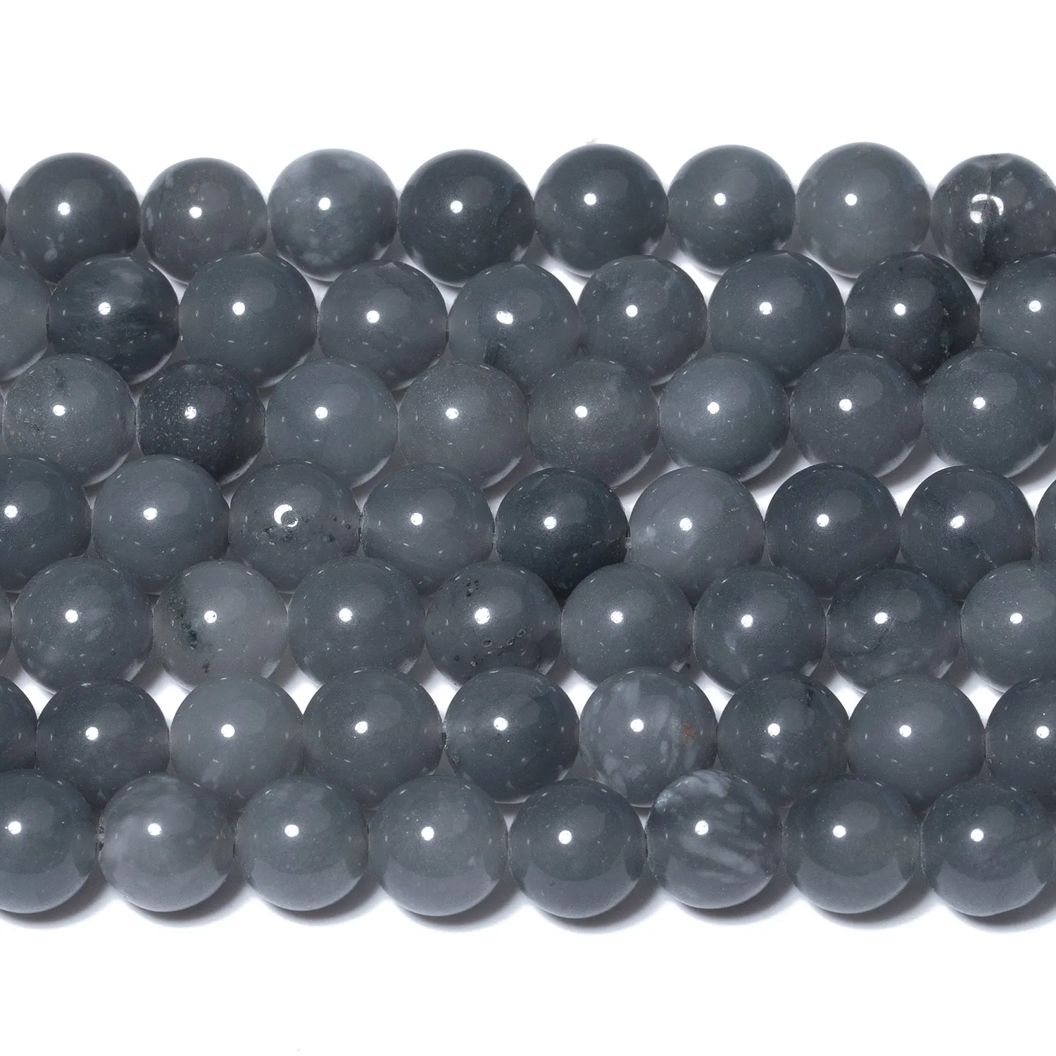 Natural Jades Stone Beads Gray Chalcedony Round Beads for DIY Bracelet Jewelry Making 15\