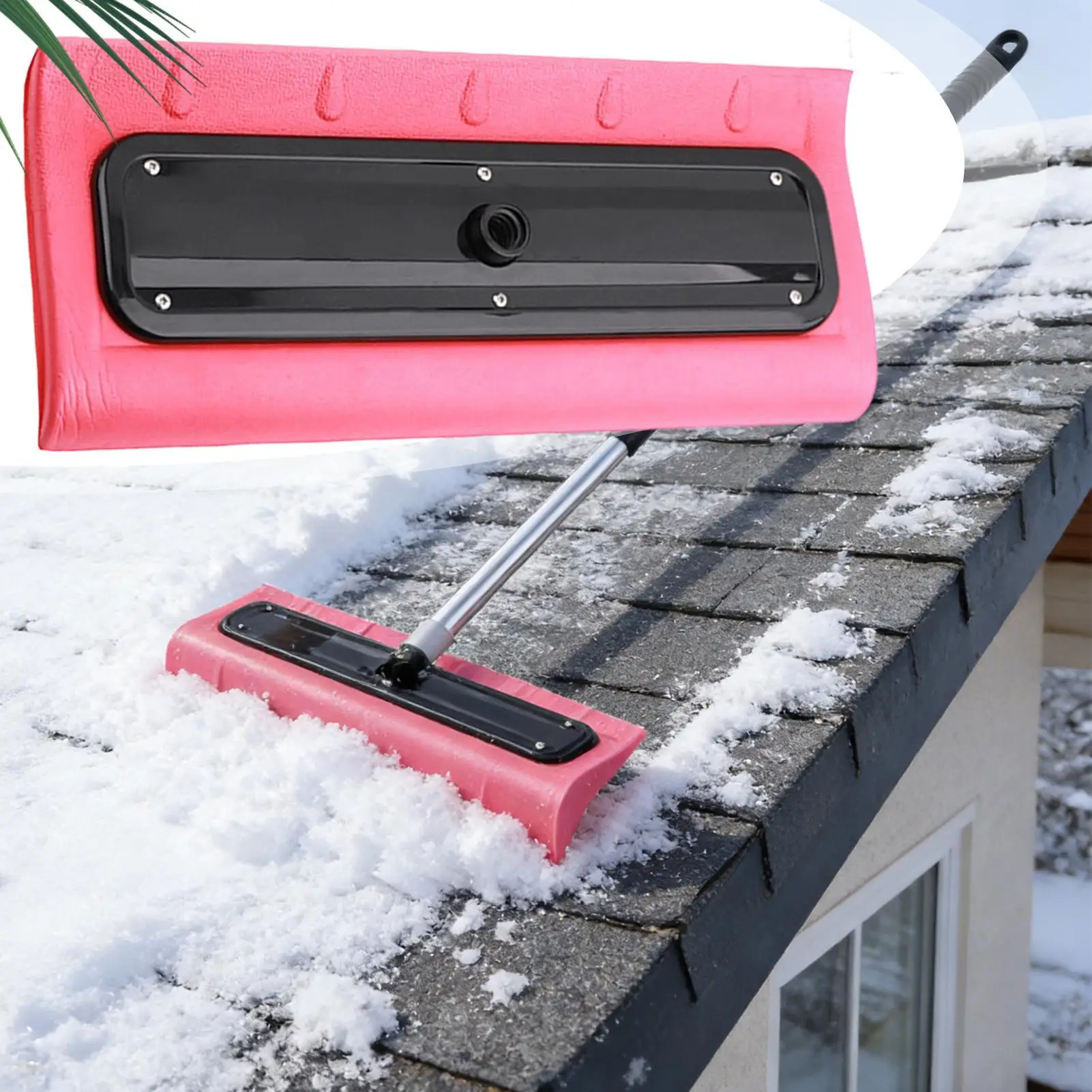 

Lawn Ice Remover Rake Snow Roof Rake Snow Foam Broom Scraper Pusher For Roof Vehicle Home Garage Lawn Backyard Outdoor Driveway