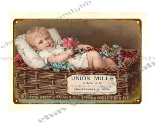 1pcs 1900s Union Mills Flour metal tin sign man cave kitchen wall decor