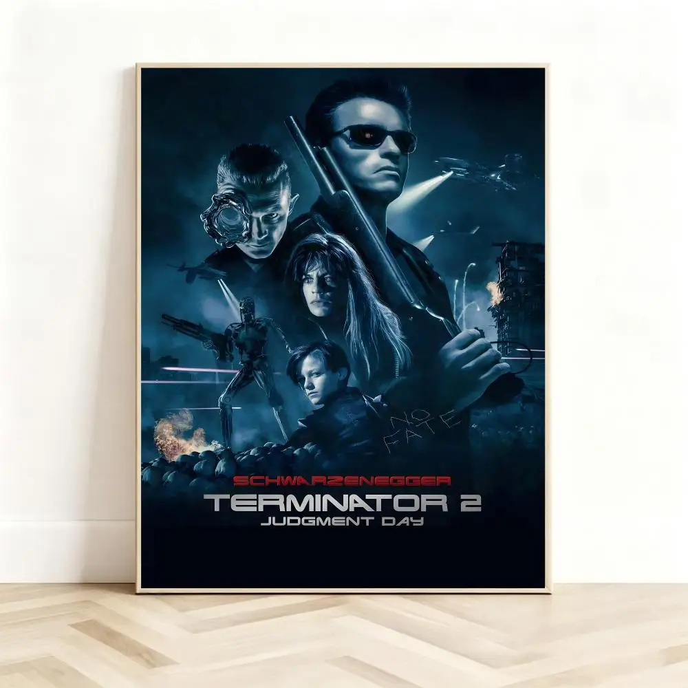 Cyberpunk Movie T-The Terminator Poster Classic Self-Adhesive PP Wall Sticker for Living Room Bar Decor Gift