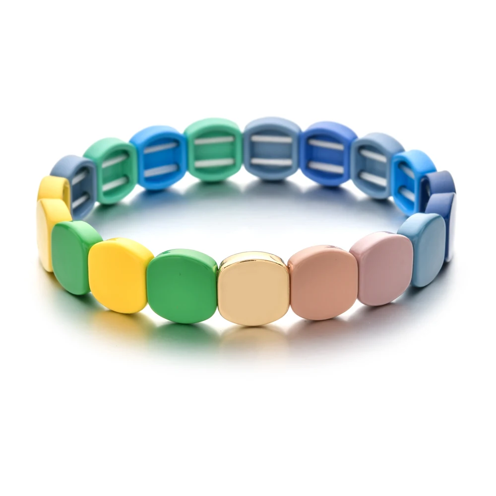 New Handmade Honeycomb Color Beads Bracelets For Women Colorful Beaded Elastic Bangle Gradient Color Boho Accessory
