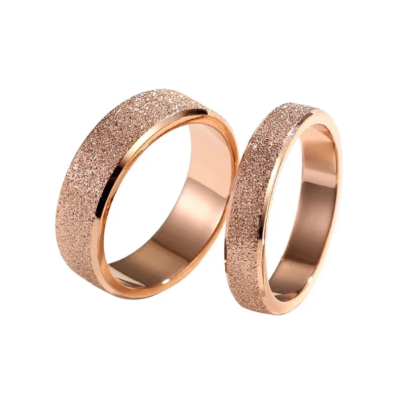 1-6mm Rose Gold Brush Finish Titanium Stainless Steel Ring Engagement Wedding Charm Rings Men Women Couples Tail Ring