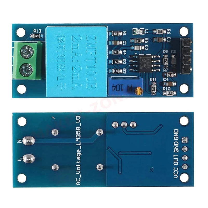 6pcs 5-30V ZMPT101B Voltage Transformer Module, Single Phase Active Output AC Voltage Sensor Board for Household Appliances