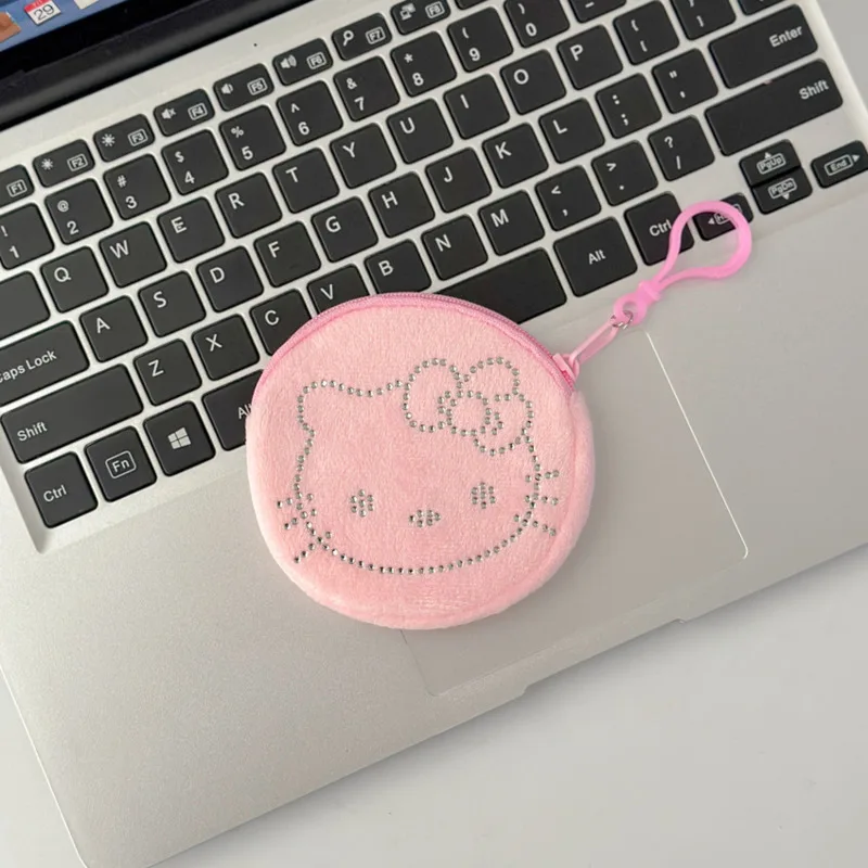 

Cute Sweet Pink Hello Kitty Mini Wallets for Women Heart Faux Diamond Bow Coin Purse, Zipper Headphone Bag, Card Bag,
