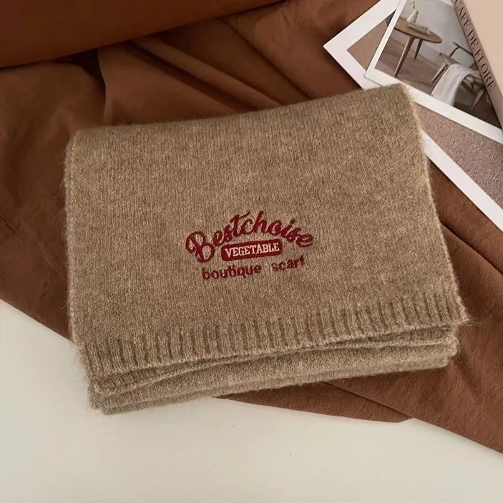 

Новый ветрозащитный утеплитель для шеи, холодостойкий шейный платок с вышивкой, универсальный однотонный вязаный шарф для спорта на открытом воздухе