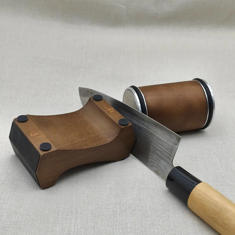 Rolling Knife Sharpener 4 Angle 12/15/18/20 Wooden Base Magnetic Suction Kitchen Chef Manual Knife Sharpening Diamond Stone Tool