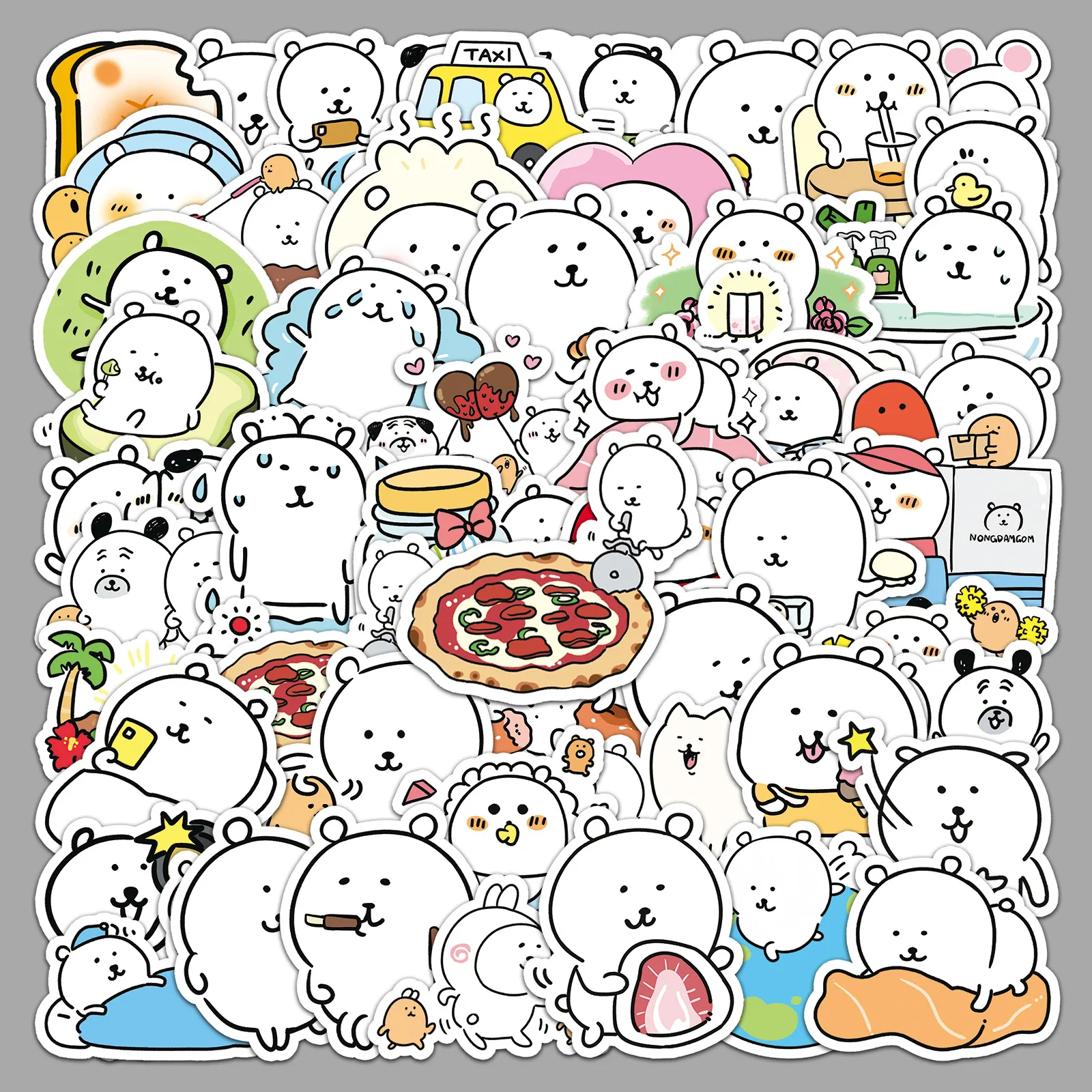 50Pcs Self Deprecating Bear Graffiti Stickers Cartoon Cute Gooka Creative Decoration Phone Case Water Cup Notebook Stickers