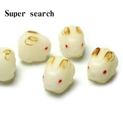 Manual Carved Rabbit Shape Loose Beads 19*16mm Natural Charm Bodhi Flower Spacer Beads DIY Jewelry Accessories