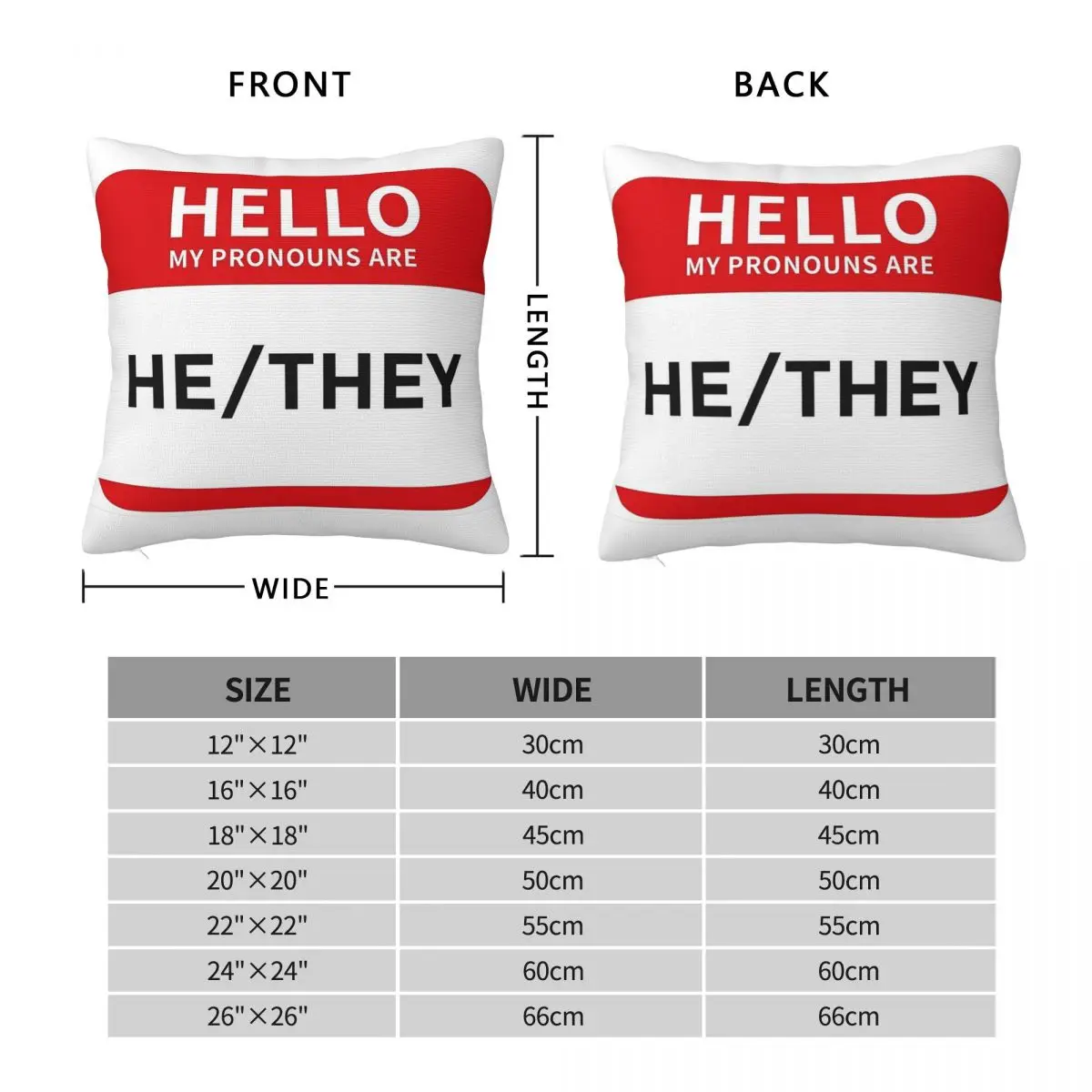 Hello My Pronouns Are He They Square Pillowcase Pillow Cover Polyester Cushion Zip Decorative Comfort Throw Pillow for Home Car