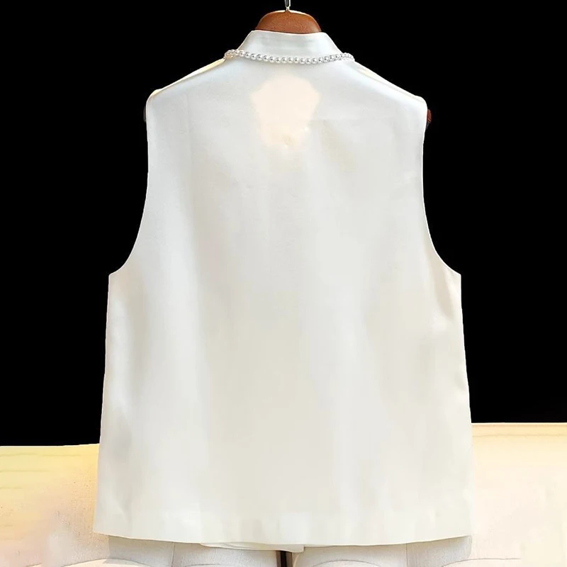 Camisa blanca bordada de estilo chino para mujer, ropa holgada sin mangas, informal, Vintage, novedad de verano 2024