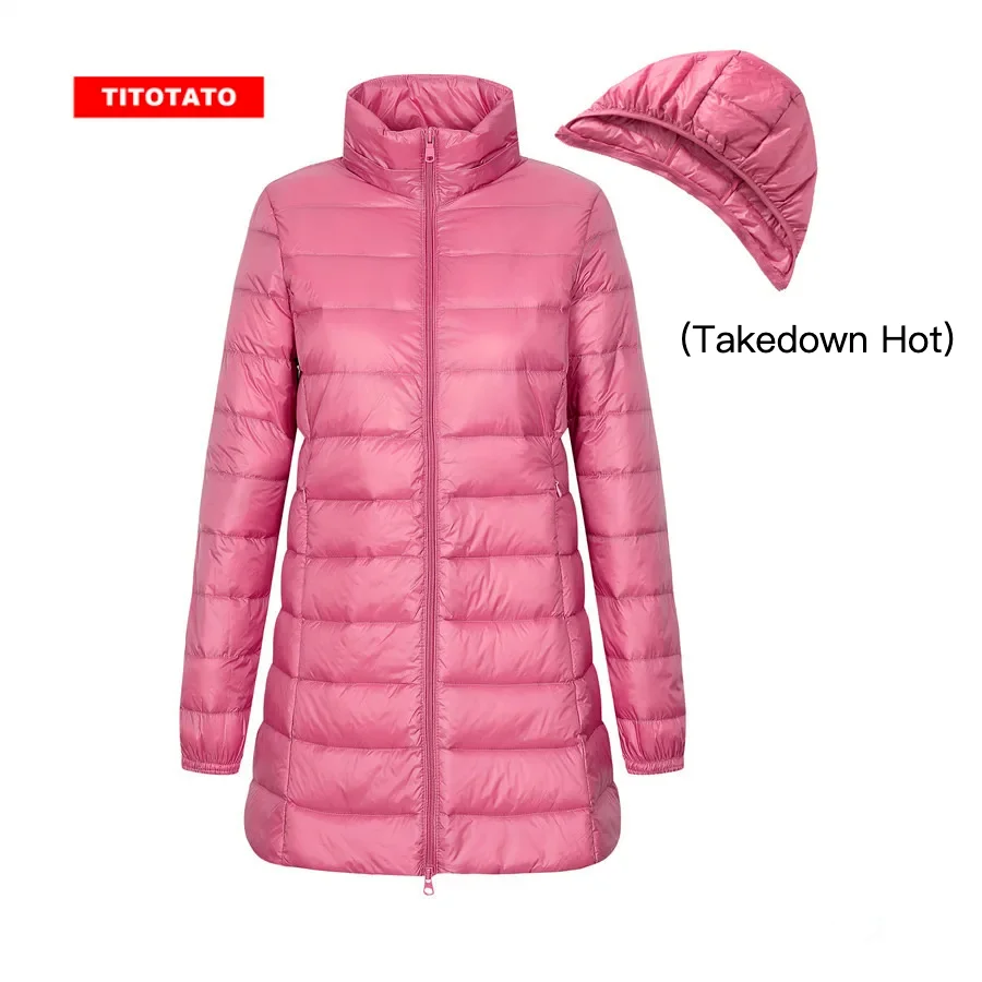 2024 New Fashion Trendy Polyester Female Hooded Windproof Warm Travel 7XL Ladies Down Coat Windproof Portable Women Down Jacket