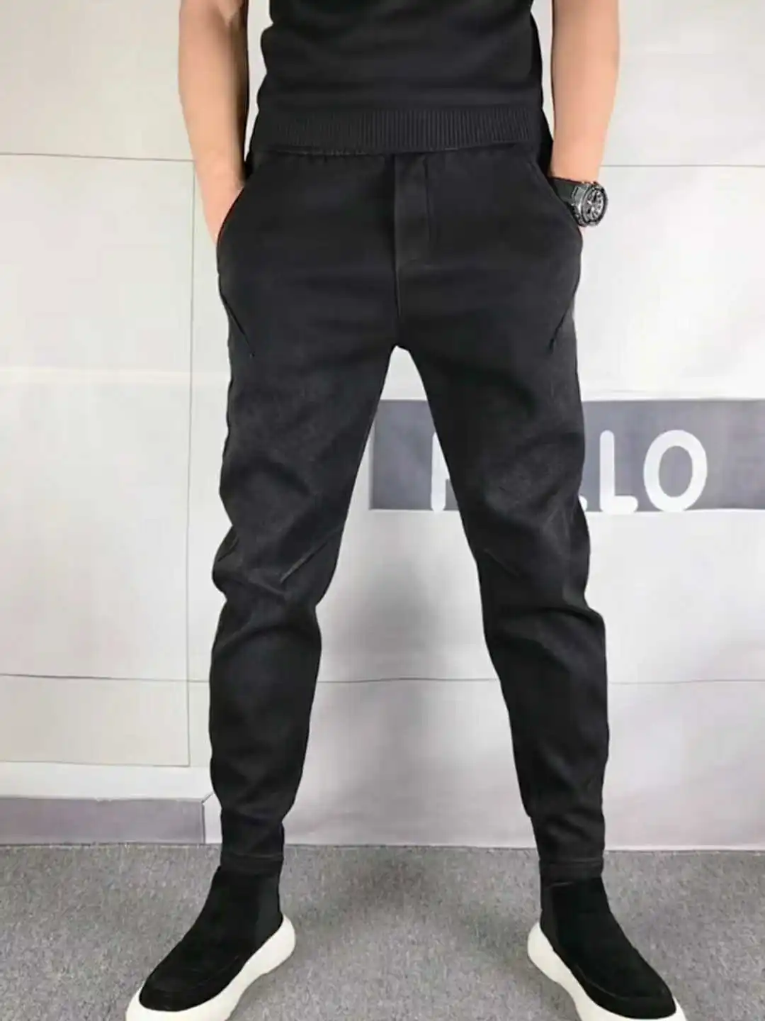 

Мужские джинсы Slim Fit: модные, простые, черные, эластичные, повседневные, прямые, молодежные, весенне-осенние, с высокой степенью растяжимости