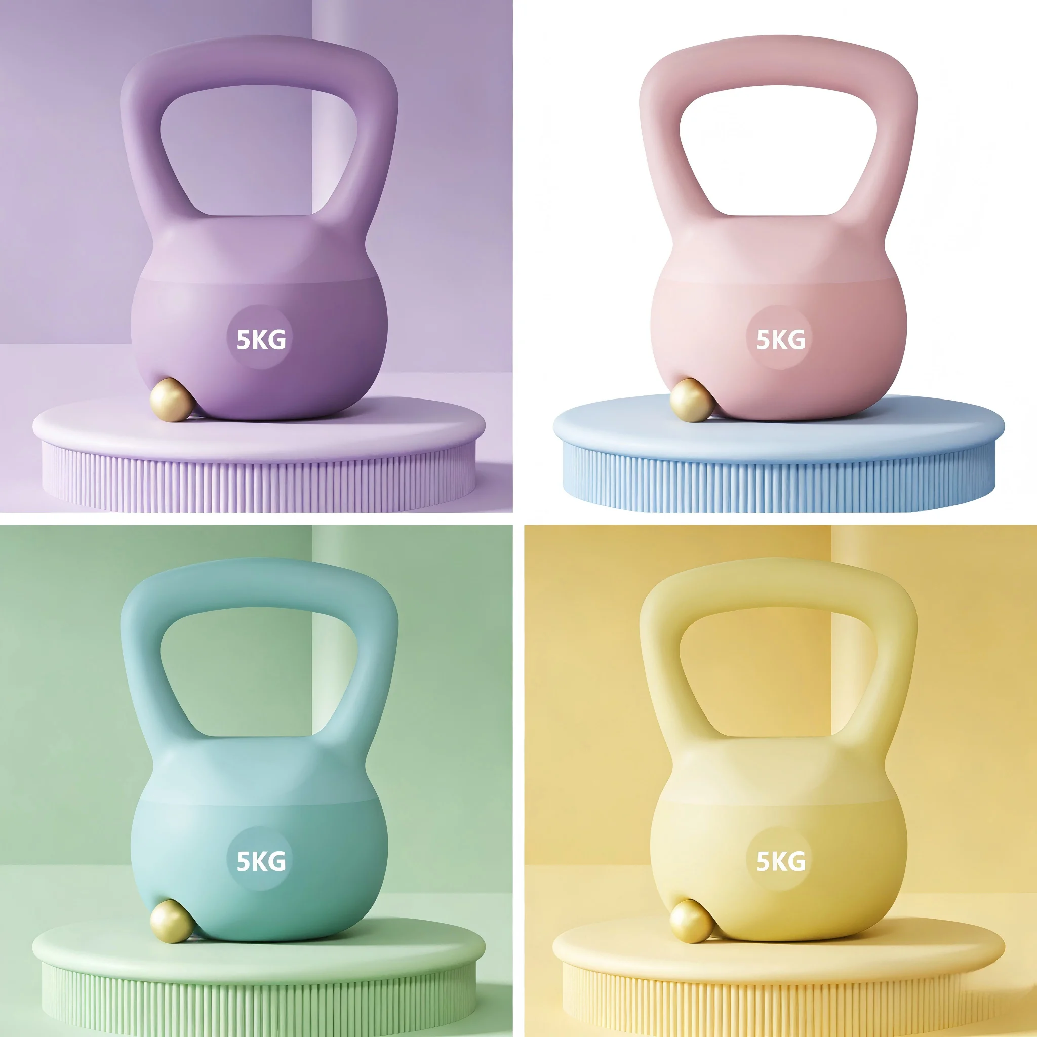 5KG PVC Kettlebell Non-Slip Grip Floor-Friendly for Home Gym Strength Training & Full Body Workout