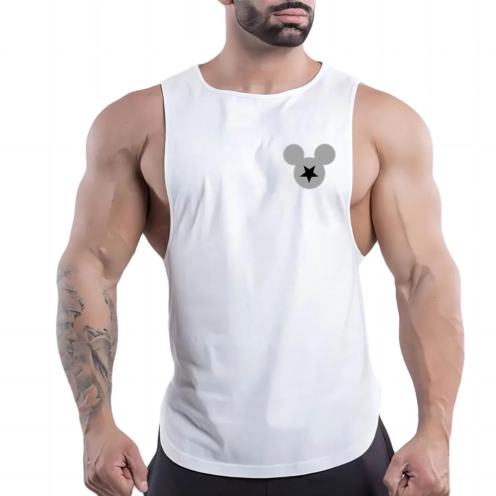 

Four Seasons 2D Vintage Fun Print Quick Dry Outdoor Casual Running Sports Vest Gym Men's Hip Hop White Vest Tops y2k