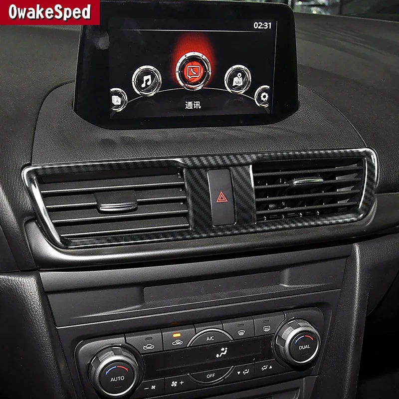 

Car Console Center Air Condition Outlet Frame For Mazda 3 Axela 2014-2019 Carbon Pattern Decoration Sticker Interior Accessories