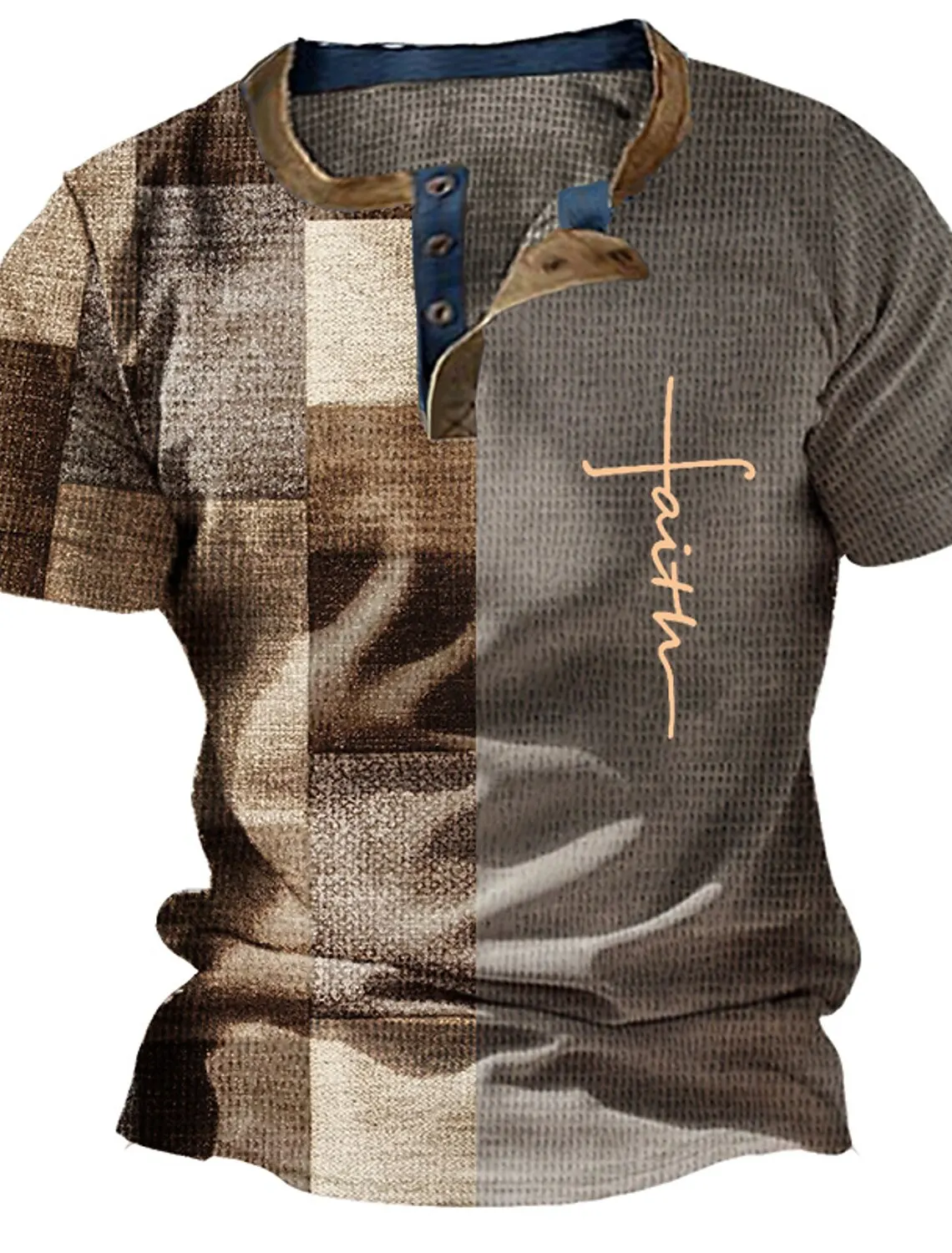 Summer Vintage Mens Shirt Cross Printed Short Sleeve Casual 