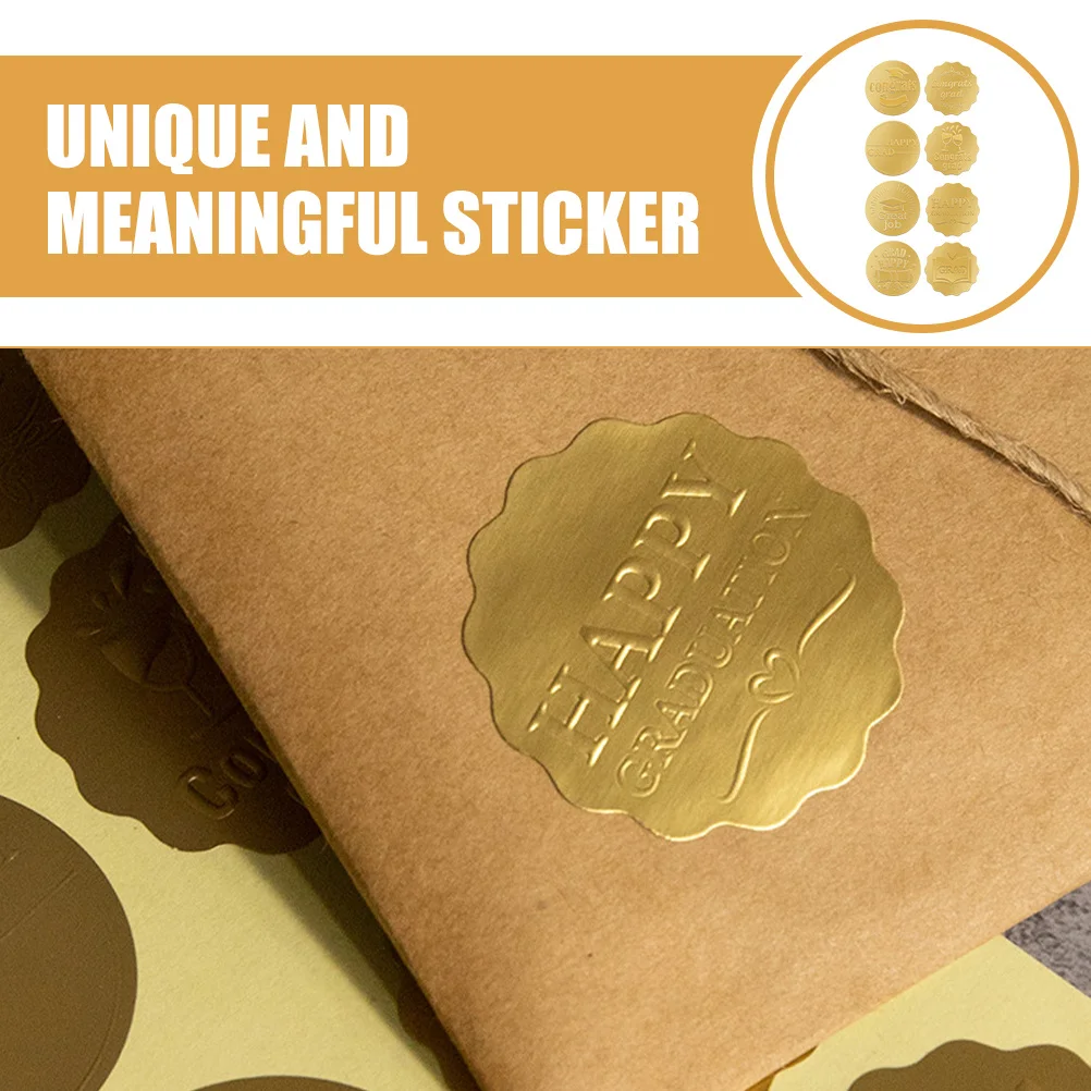 

20 Sheets Graduation Stickers Pack Gold Foil Sealing Labels for Gift Wrapping Party Favors Envelopes Decorative Food Bag Tags