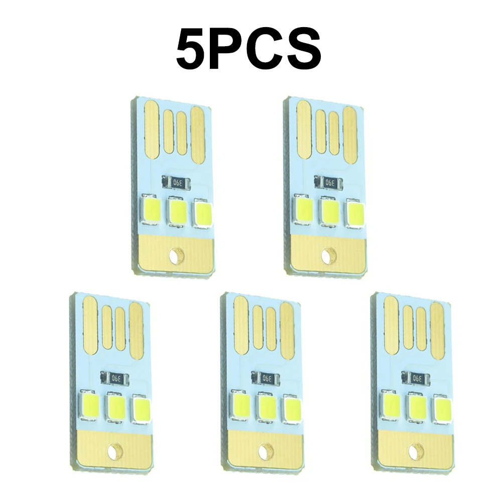 5Pcs DC 5V USB LED Keychain Night Lights - Mini Pocket Card 0.2W LED Bulb for Laptop, PC, Power Bank, and Book Reading Wholesale