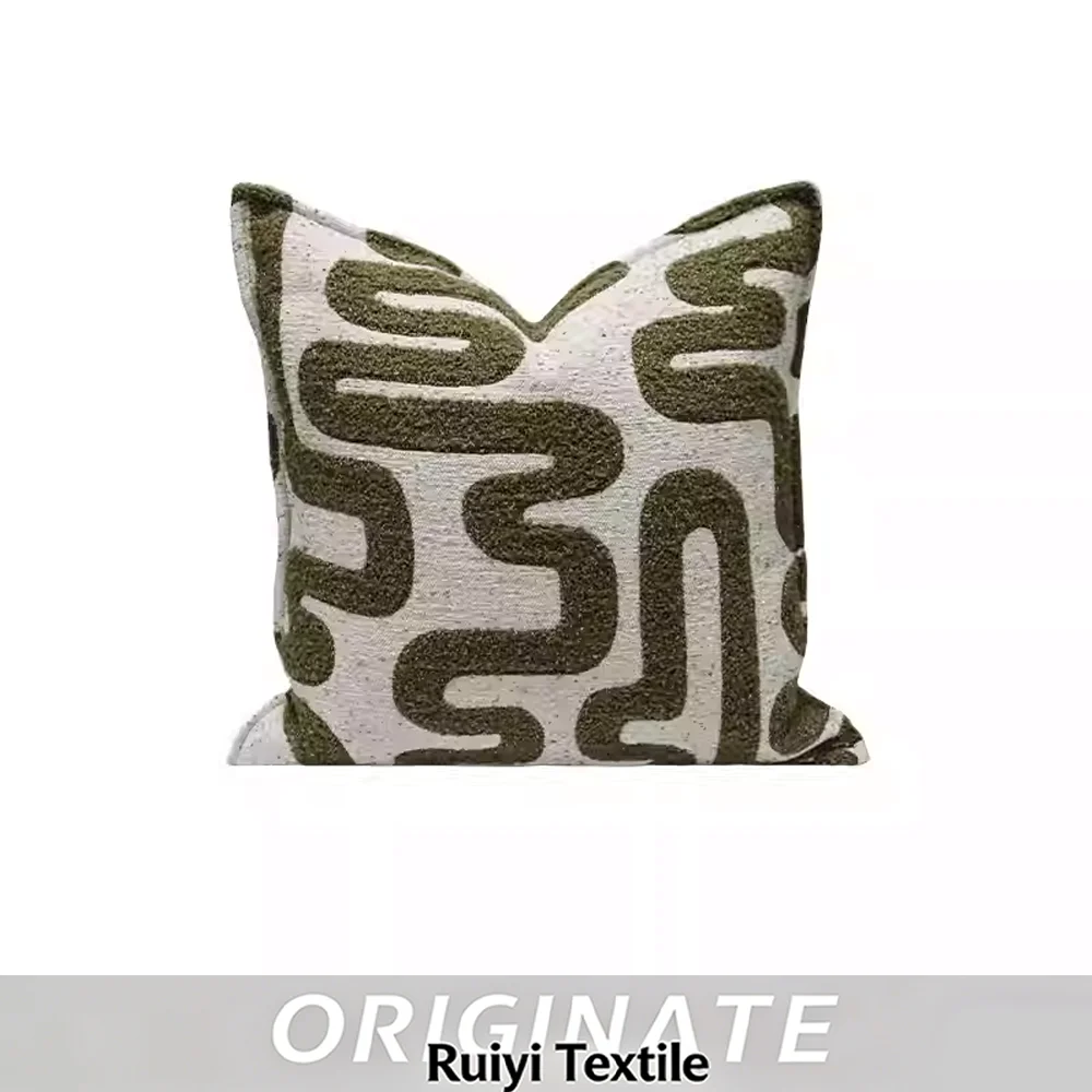 

RUIYI Home Decor Modern Irregular Tufted Green/Brown Striped Pattern Pillowcases Living Room Sofa Decorative Cushion Covers