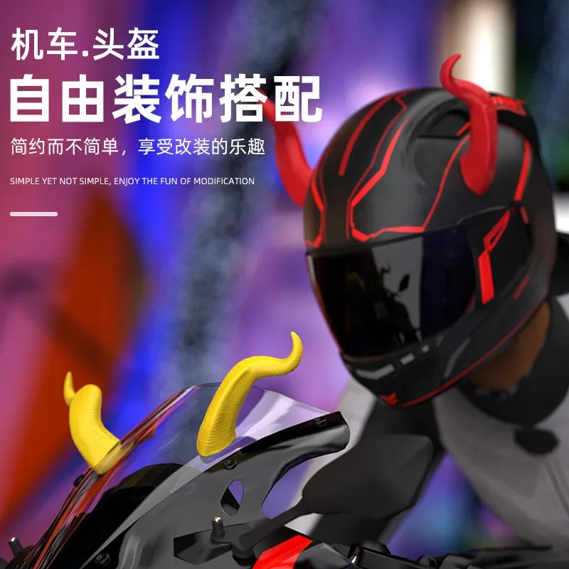 Moto Helmet Decoration Demon Horn Super Cool Funny Suction Cup Cow Horn Cascos Para Accesorios