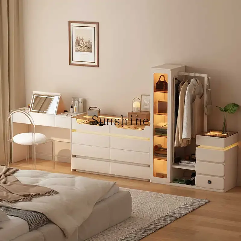 

Cream wind dresser chest integrated clothing mirror bedroom complete set of furniture combination