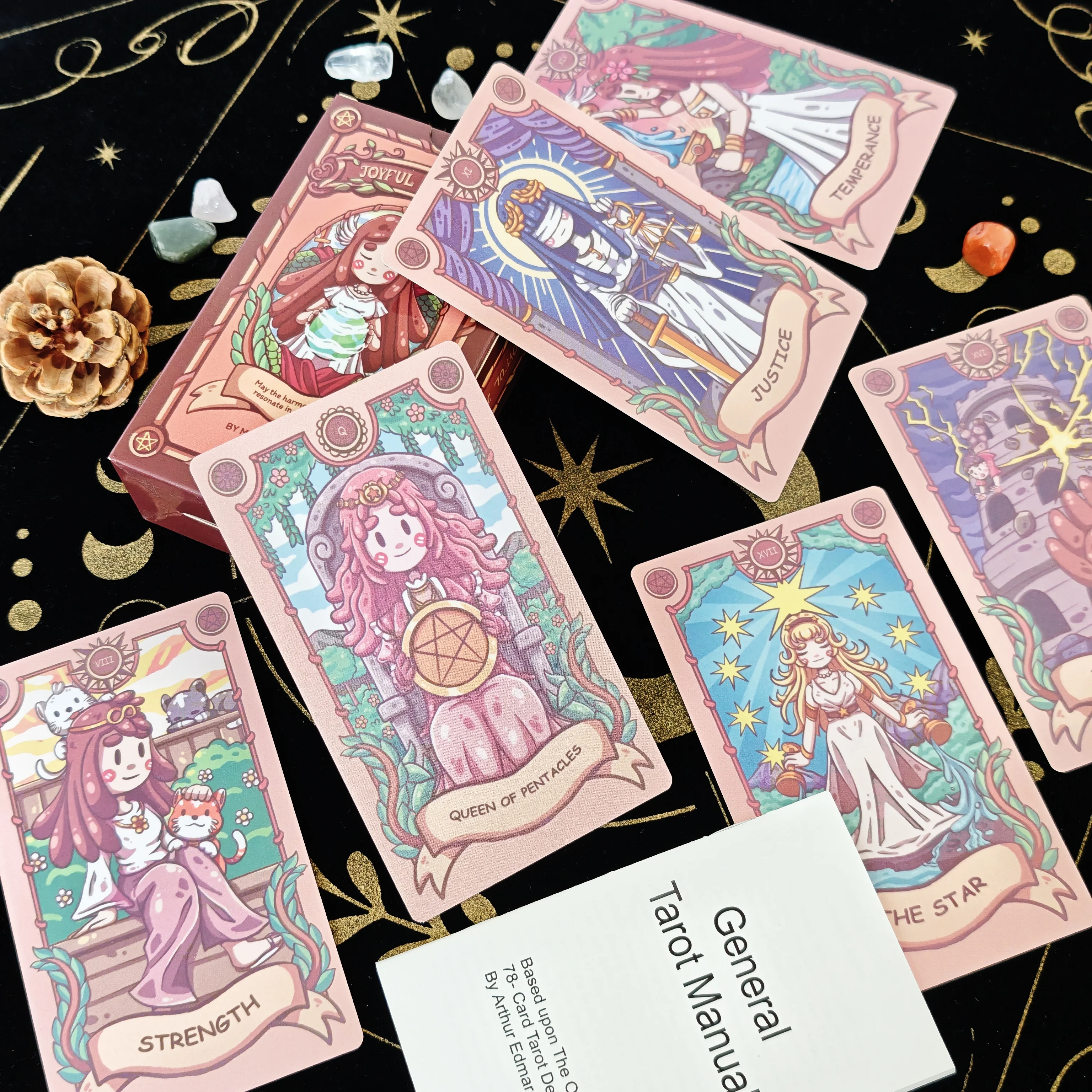 

Joyful Journey Tarot Deck -78 Card Board Game with Cute Illustrations Embrace Brightness, Love, and Warmth 12*7CM