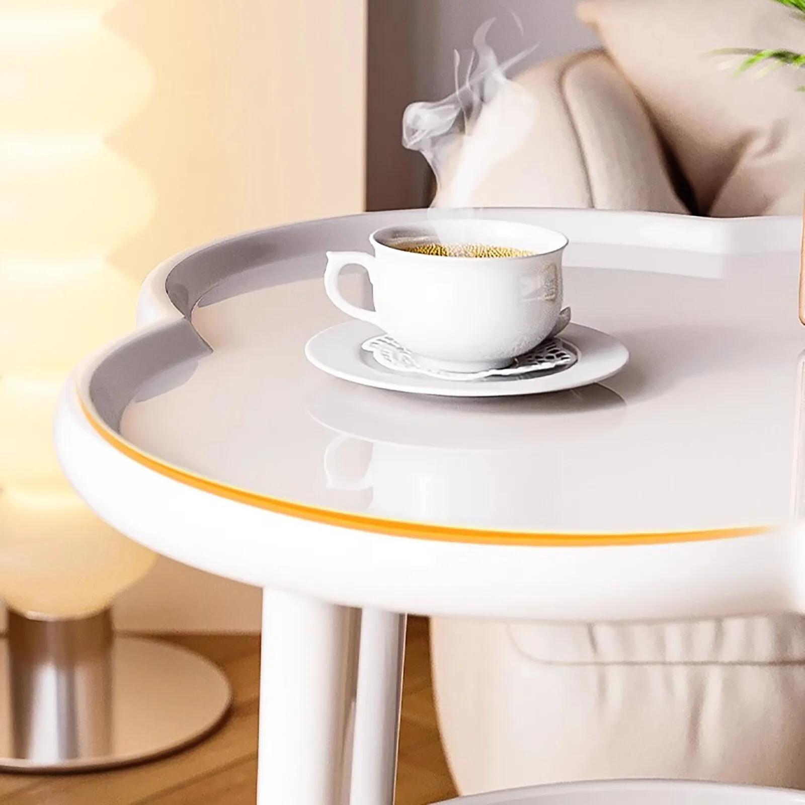 طاولة نهاية حديثة مقاس 19.7 بوصة من Café Tables مع طاولة جانبية للأريكة مقاومة للماء للتخزين بطبقة مزدوجة لغرفة المعيشة #3