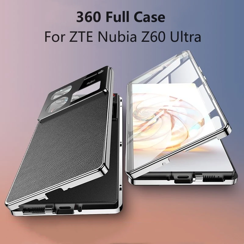 360 Full Case For ZTE Nubia Z60 Ultra Case Tempered Glass Leather Cover For Nubia Z60Ultra Shell Double Sided Protection Bumper