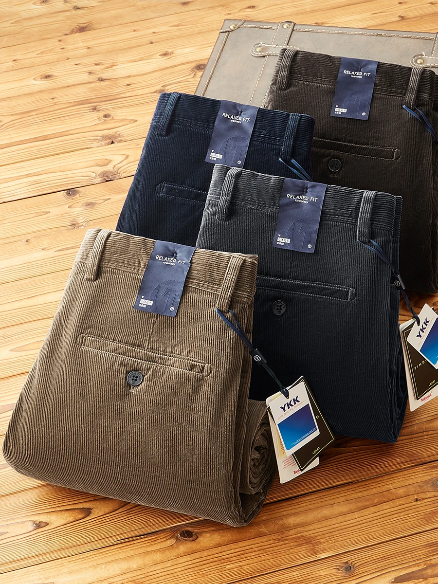 

Autumn Winter Thi Corduroy Casual Pants Men's High End Warm Loose Straight Leg Cotton Pencil Pants Comfortable Straight Fit