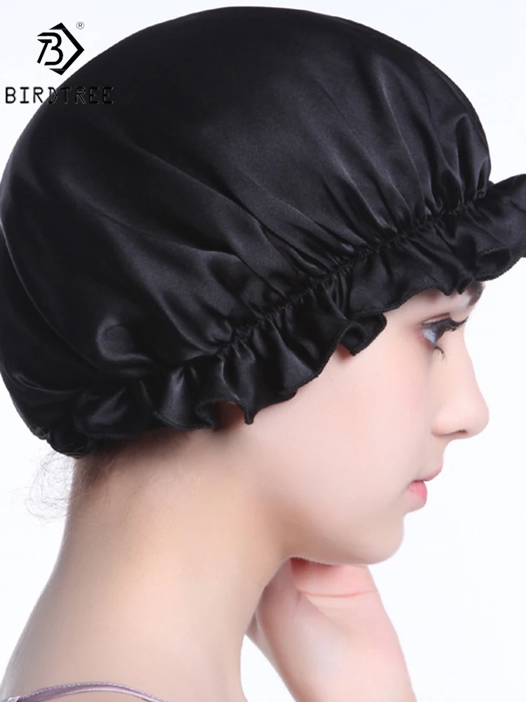 

100 Mulberry Silk Turban Bonnets For Women Sleeping Night Cap Pure Silk Hair Wrap Cap For Curly Ladies Headwrap Multi Si T32108X