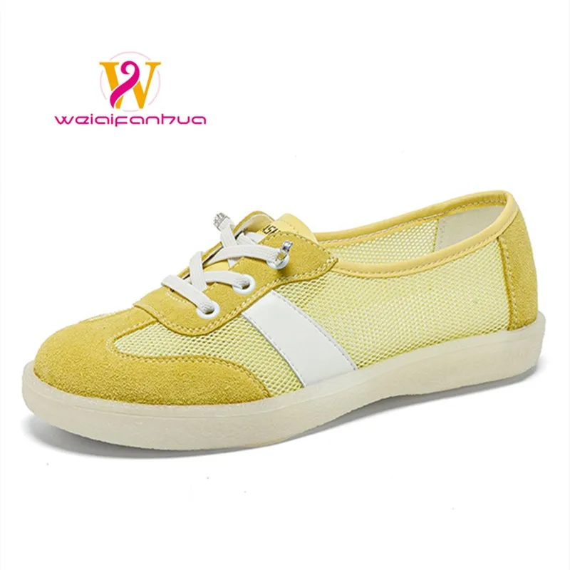 

Yellow Multi-color Upper, Mesh Breathable Women's Casual Low-top Shoes, Flat Sole, Suitable for Daily Commuting. Women Sandals