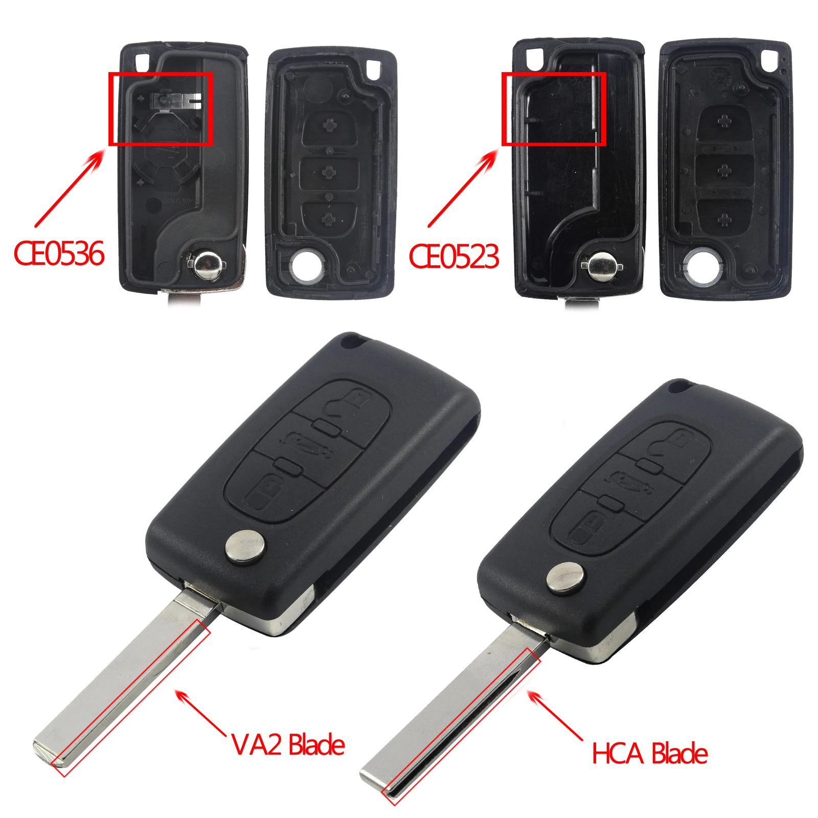 Jingyuqin Car Key 433Mhz ID46 ASK/FSK For Peugeot 307 407 607 807 Partner Citroen C3 C4 C5 C6 C8 Xsara 3/4B HCA/VA2 CE0536/0523