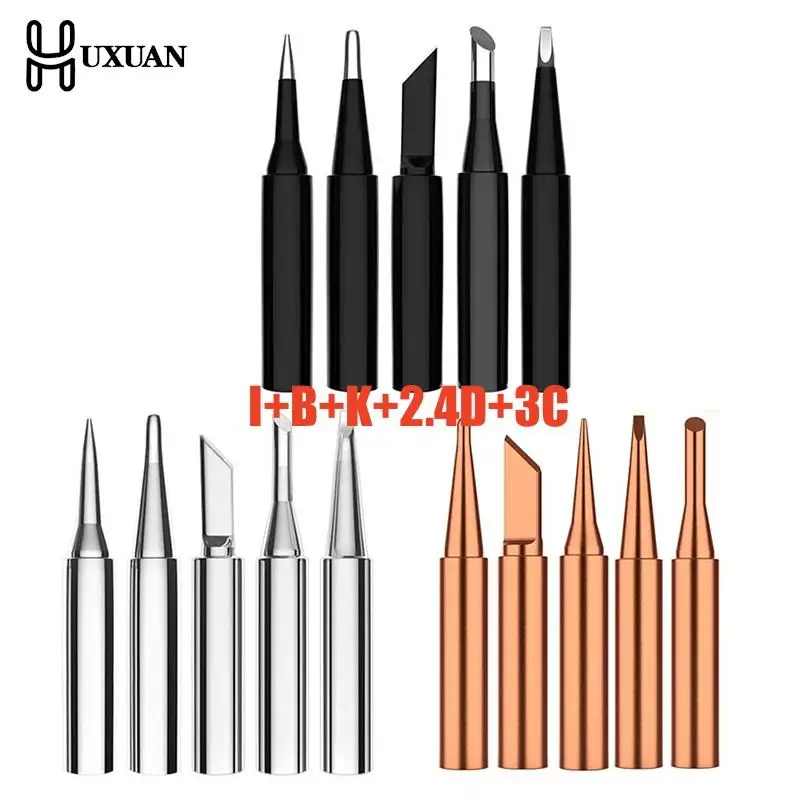 

5Pcs I+B+K+2.4D+3C Soldering Iron Pure Copper 900M Soldering Iron Head Set Inside Hot Bare Copper Electric Soldering Iron Tip