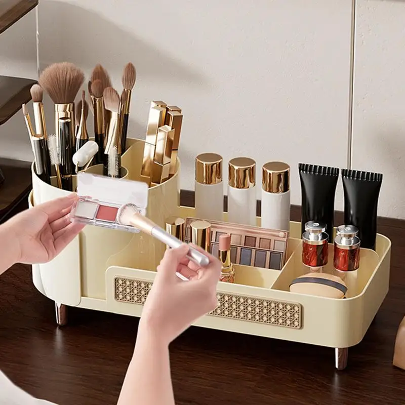 Rotating Makeup Organizer Cosmetic Storage Box Organizer Makeup Organizer Spinner Countertop Skincare Organizer with