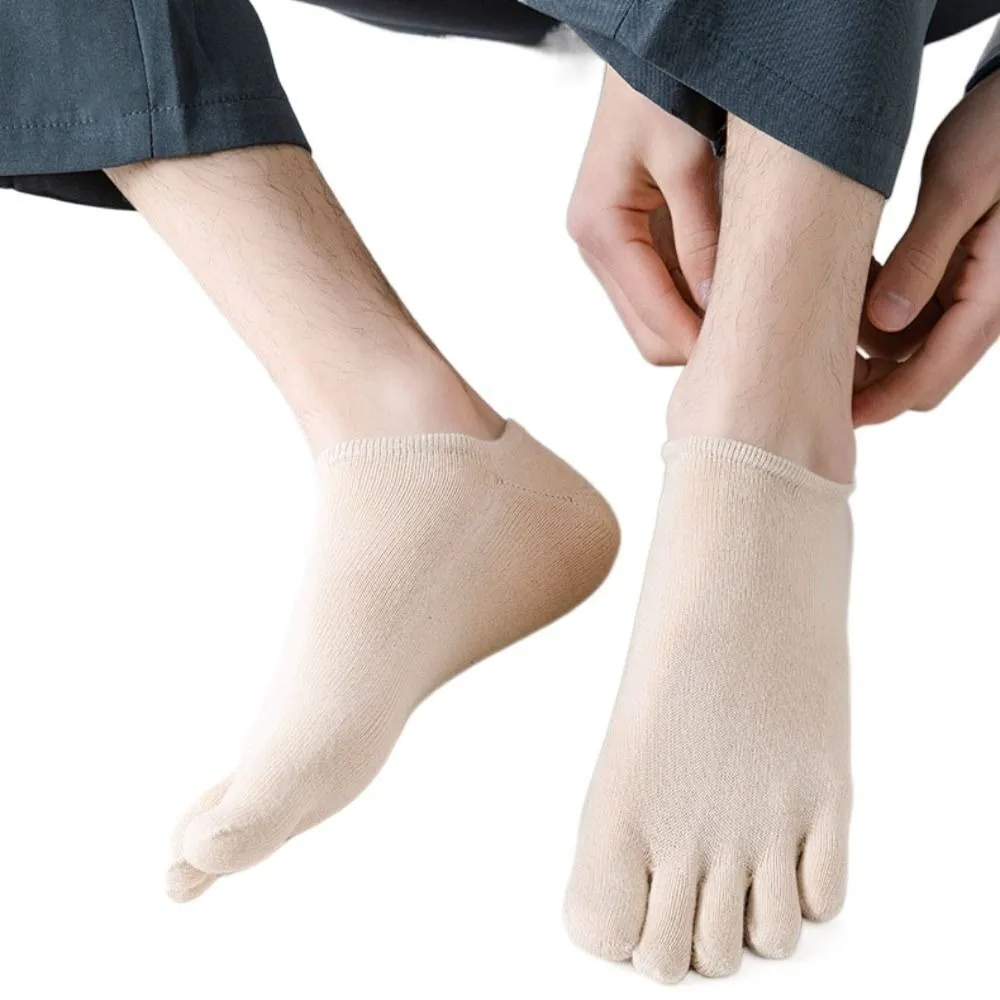 Novo anti-skid esporte meia respirável casual cinco dedos meias invisíveis algodão correndo meias de cinco dedos dos homens