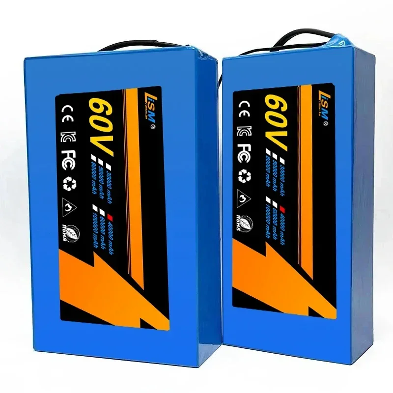 60V 21Ah 16S6P 18650 Lithium Ion Battery Pack 2500W Power Tool Batteries Outdoor Backup Batteries +67.2Vcharger