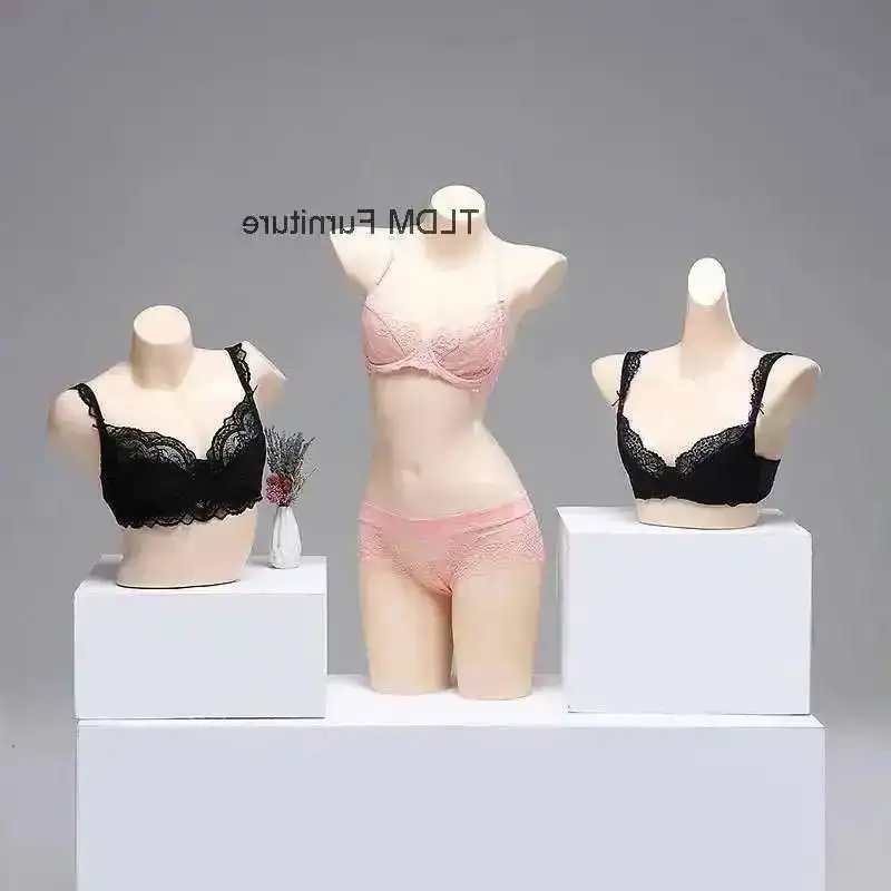 

Half-length Bra Body Props Men's Women's Human Fake Stand Display Plastic Underwear and Mannequins Modern Underwear Window Model