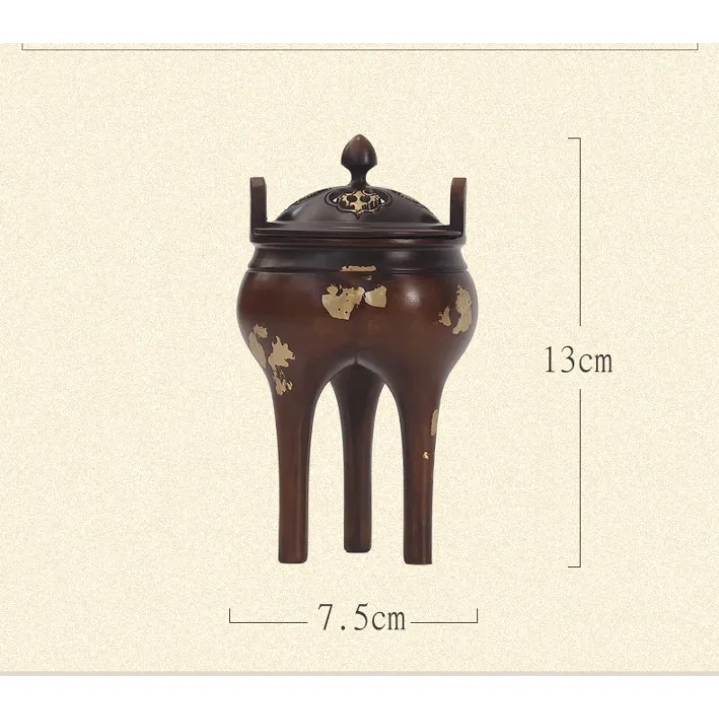 copper incense burner household Sugong sandalwood burner pure copper three-legged incense burner