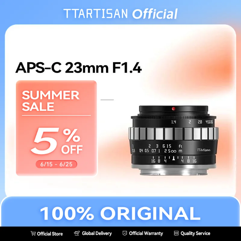 

TTArtisan 23 мм F1.4 объектив камеры с ручной фокусировкой для Sony E Mount a6300 Fuji XA XT3 XE Canon M6 Panasonic Olympus M43 Nikon Z30 Z50