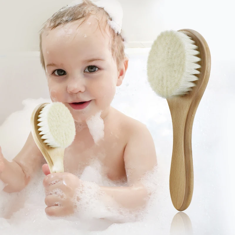 Baby Care Soft Wool Hair Brush for Newborn Wooden Infant Head Massager Portable Little Child Accessories Baby Shower Soft Mini